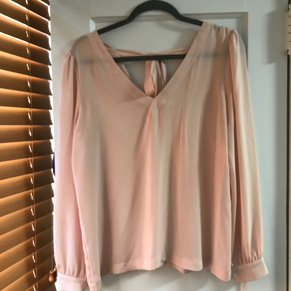 Blush pink tie back blouse